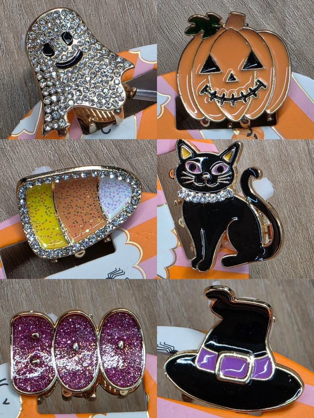 🔹️NWT Halloween Rhinestone Miniature Metal Claw Hair Clips Set of 6